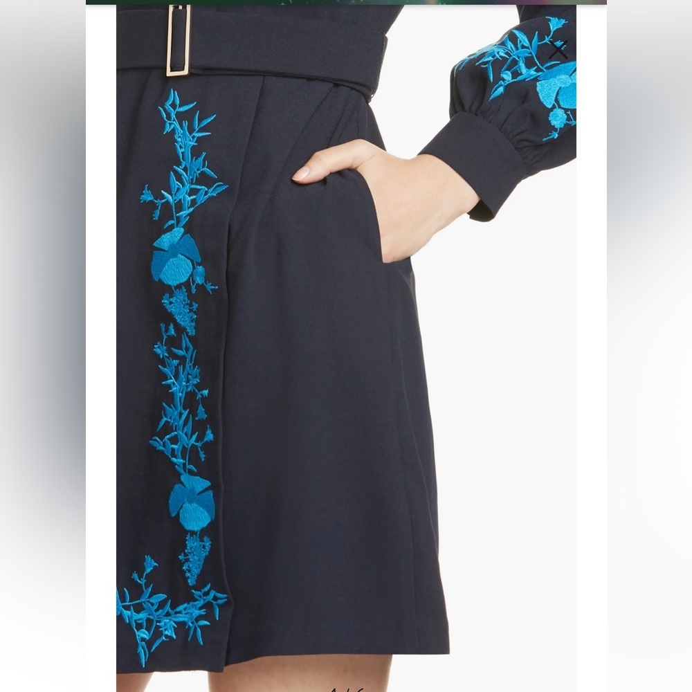 Ted Baker Zephyra Bluebell Embroidered Long Sleeve mini dress size 2 - Picture 14 of 16